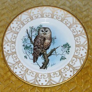 Edward Marshall Boehm Owl Plate Fine Bone China Northern Barred Owl EUC.